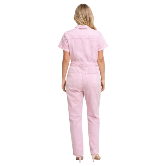 Good American “Fit For Success” Pink Jumpsuit NWT Size 2 Adjustable Waist - Picture 3 of 9